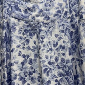 Blue Floral Linen-Blend dress